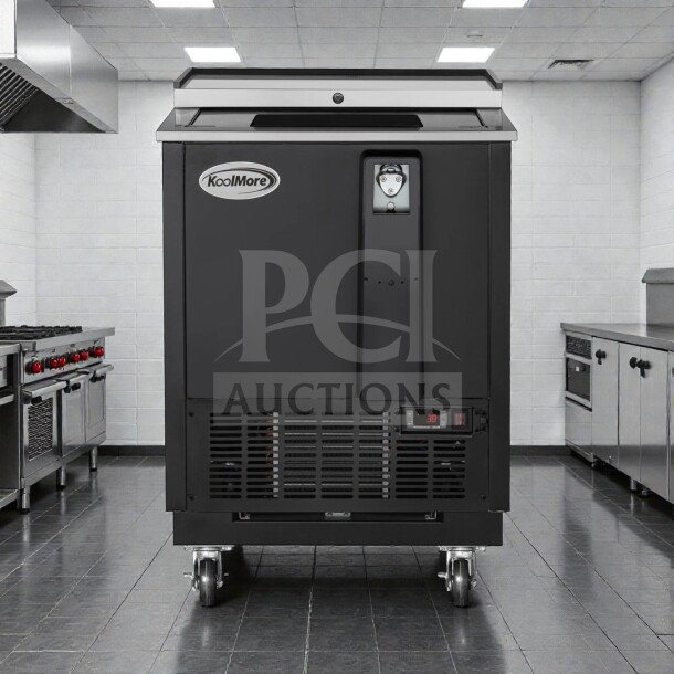 Brand new KoolMore KM-BOC25-BK 25" commercial bottle cooler. 5 cu. ft., built-in opener, ETL listed, premium condition.