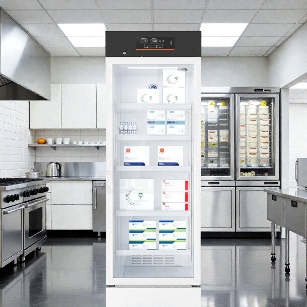 Brand new KoolMore KM-PHR-11C commercial pharmacy refrigerator, 11 Cu. Ft., UL listed, premium condition, in original box.