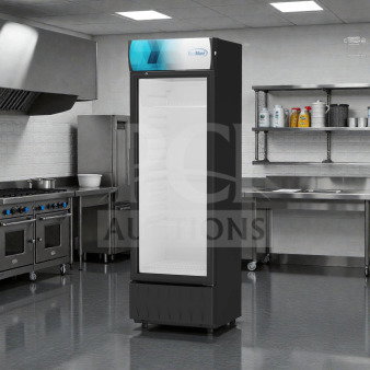 Brand new KoolMore MDR-9CP commercial one-door merchandiser refrigerator, 9 cu. ft., ETL listed, in factory packaging.