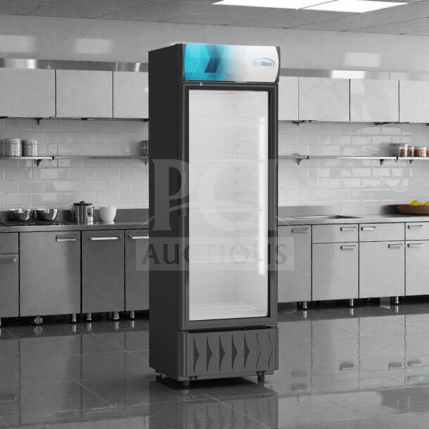 Brand new KoolMore MDR-9CP commercial merchandiser fridge, 9 Cu. Ft., ETL listed, never used, in original packaging.