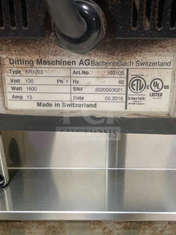 Ditting KR1203 commercial coffee grinder, 120V, excellent condition, Swiss made, ETL listed, fully tested and operational.