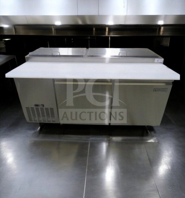 Randell 84120M refrigerated sandwich prep table, 120-inch, dual lid, stainless steel, excellent condition, fully operational.