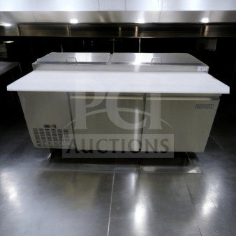 Randell 84120M refrigerated sandwich prep table, 120-inch, dual lid, stainless steel, excellent condition, fully operational.