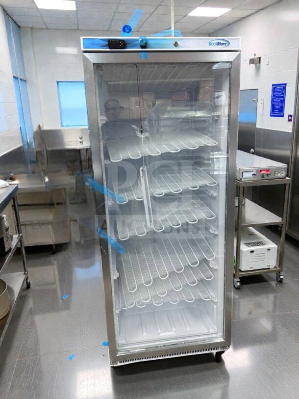 KoolMore KM-FHD20MGD commercial glass door reach-in freezer, 20 Cu. Ft., immaculate condition, UL & NSF listed.