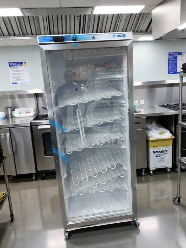 KoolMore KM-FHD20MGD commercial glass door reach-in freezer, ~20 Cu. Ft., immaculate condition, UL & NSF listed, fully operational.