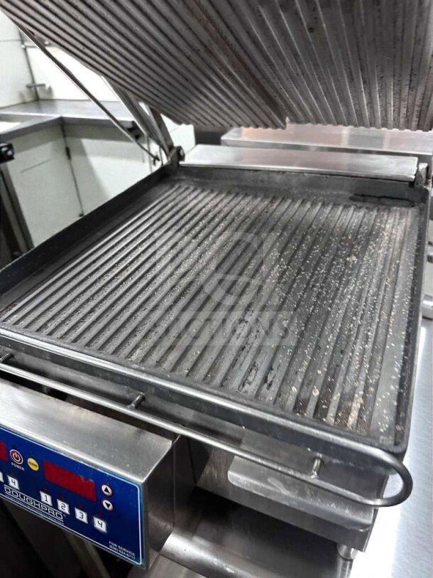DoughPro Double-Sided Commercial Contact Grill with digital controls, immaculate condition, NSF & UL listed, model DP-L-GRILL-0485.