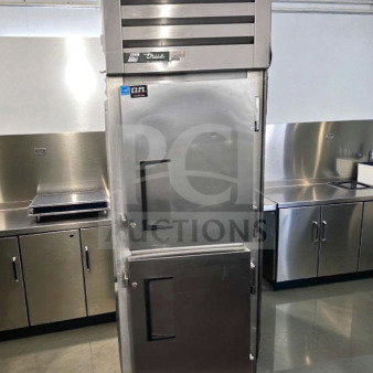 True STM1R-2HS Roll-In Refrigerator, two half doors, stainless steel, 115V, UL Listed, tested, excellent condition.