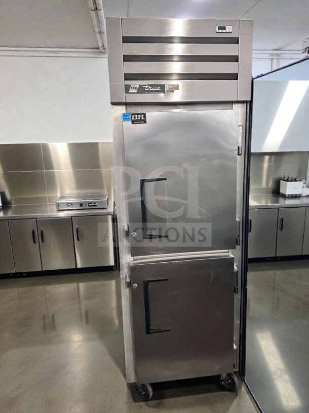 True STM1R-2HS Roll-In Commercial Refrigerator, two half doors, excellent condition, 115V, UL-listed, fully tested.