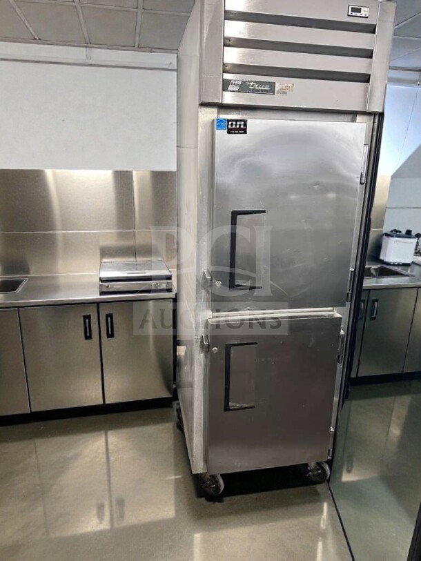 True STM1R-2HS roll-in commercial refrigerator, two half doors, exceptional condition, UL listed, fully tested, 115V.