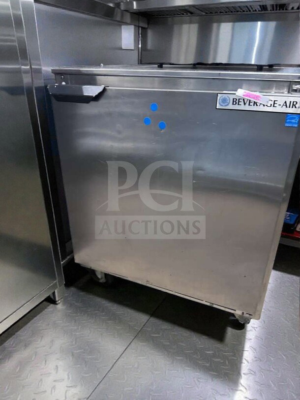 Beverage-Air undercounter refrigerator, stainless steel, UL listed, fully tested, operational, good condition, model BEV-L-UCR-0345.
