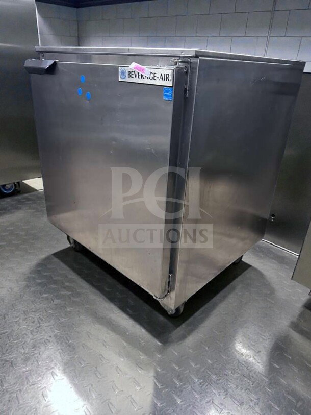 Beverage-Air undercounter refrigerator in stainless steel, UL Listed, fully tested and operational, model BEV-L-UCR-0345.
