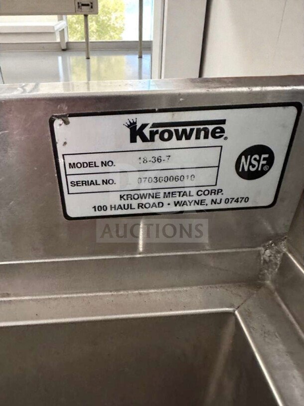 Krowne Metal 48" Ice Bin, model 48-36-7, high-grade condition, NSF certified label, serial 0703C006010.