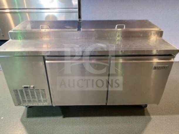 Avantco 60" two-door pizza prep refrigerator, stainless steel, model AVA-L-PREP-0532, prime condition, UL listed, fully tested.