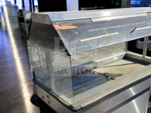 Duke E304 4-well commercial electric steam table with sneeze guard, 208V, very good condition, fully tested and operational.