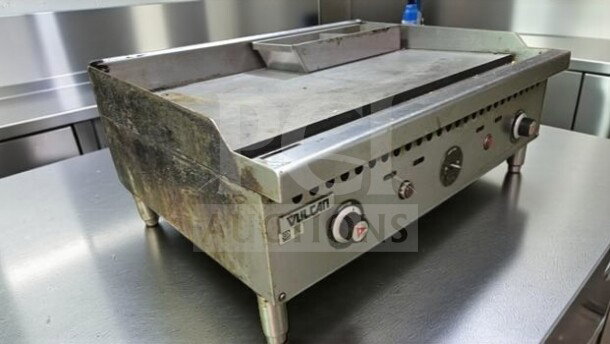 Vulcan Commercial Gas Countertop Griddle, heavy-duty flat top, model VUL-L-GRD-0548, well-used, fully tested, operational.