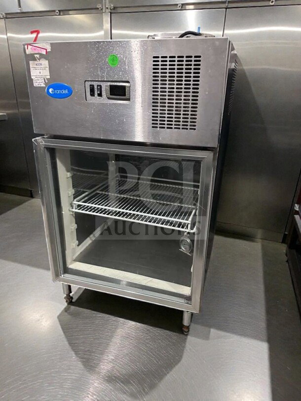 Randell 4002A commercial undercounter glass door refrigerator, outstanding condition, UL listed, fully tested, 115V.