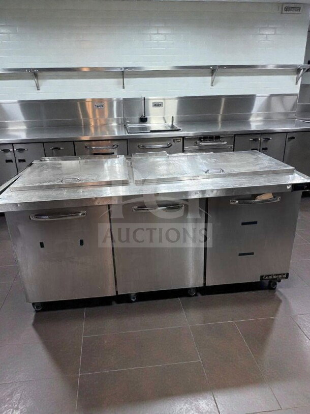 Continental Refrigerator BW72N, 72" commercial worktop, stainless steel, exceptional condition, UL & NSF listed, fully tested.