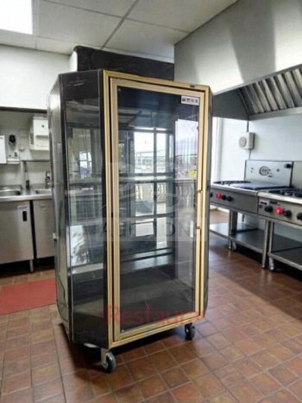 Commercial glass door display refrigerator, model GLS-L-REF-0379, pristine condition, fully tested, and operational.