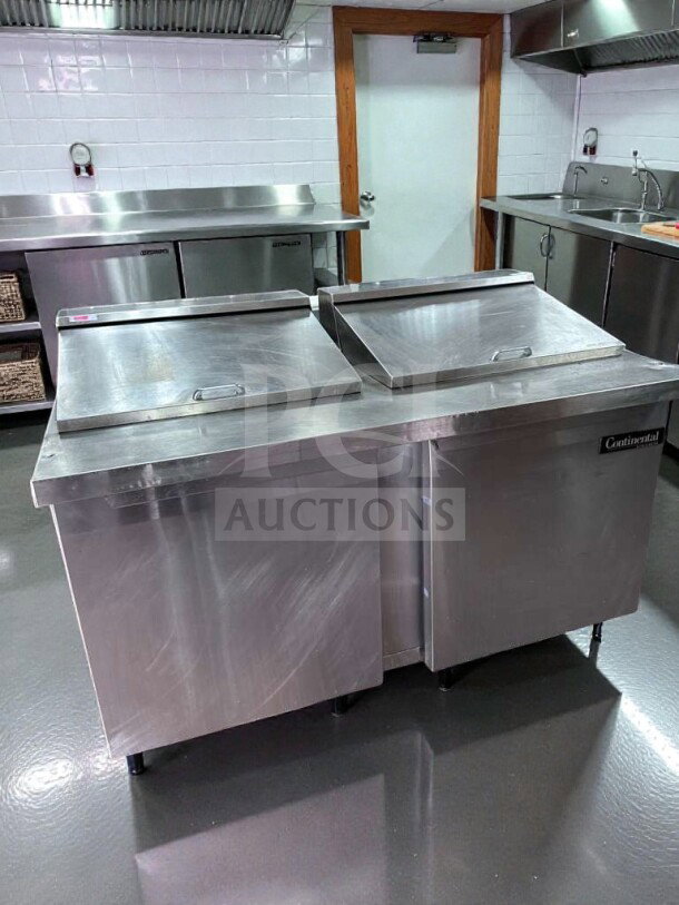 Stainless steel Continental commercial refrigerated prep table, model CON-L-PREP-0388, excellent condition, NSF & UL listed.