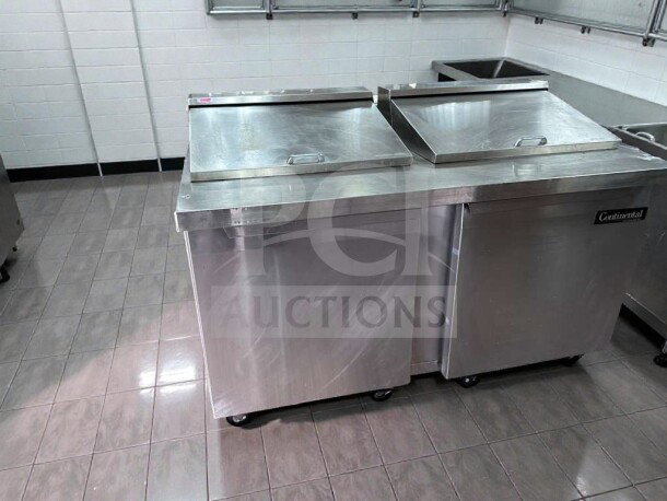 Stainless steel Continental refrigerated prep table, excellent condition, NSF & UL listed, fully operational, model CON-L-PREP-0388.