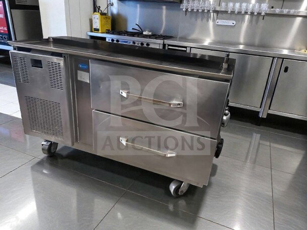 Randell 20048-513 refrigerated equipment stand, 48-inch, stainless steel, two drawers, UL & NSF listed, fully operational.