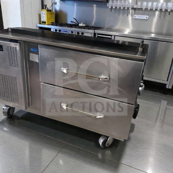 Randell 20048-513 refrigerated equipment stand, 48-inch, stainless steel, two drawers, UL & NSF listed, fully operational.