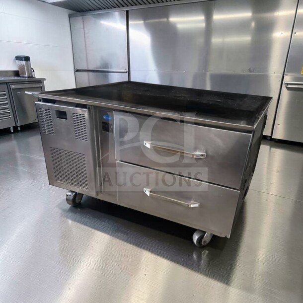 Randell 20048-513 refrigerated equipment stand, 48 in, UL & NSF listed, stainless steel, two-drawer, premium condition.