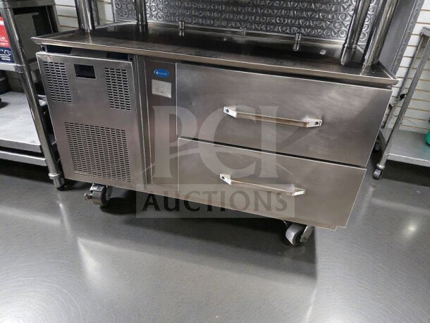 Randell 20048-513 commercial refrigerated low-profile equipment stand, 48 in., stainless steel, dual drawers, UL & NSF listed.