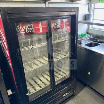 True GDM-33SL-54EM-LD Coca-Cola glass door merchandiser fridge, 54", premium condition, UL listed, fully tested.