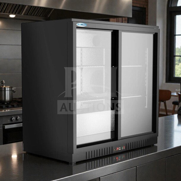 Brand new KoolMore BC-2DSL-BK two-door back bar refrigerator, 7.4 cu. ft., ETL listed, in original box, never used.