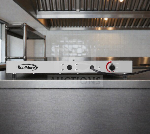 Brand new KoolMore KM-WS60 commercial warming shelf, 60-inch stainless steel, unused in original box, model KOOL-M-WS-0268.