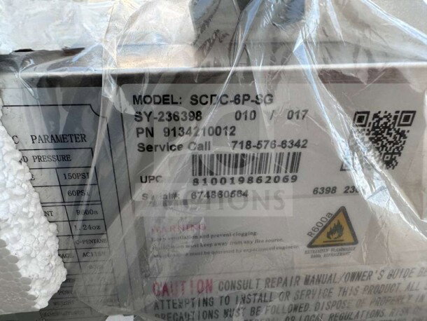Brand new KoolMore refrigerated cold food well, 6-pan capacity, stainless steel, UL listed, in original packaging with tags.