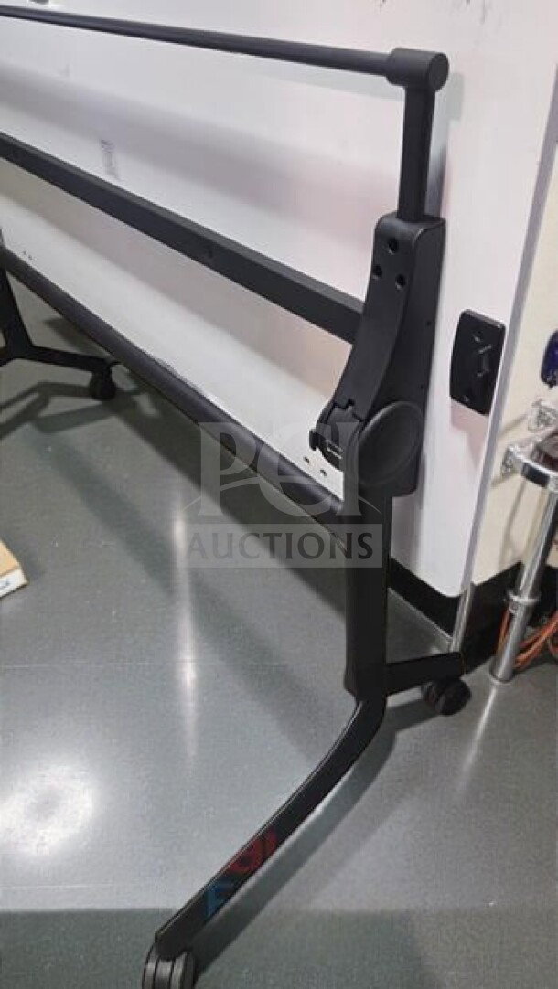 Commercial Institutional Furniture Flip-Top Training Table; 6 ft, folding, rolling frame, inspected, ready for use.