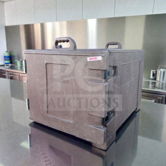 Carlisle Insulated Food Carrier, commercial model, in impeccable condition with handles, black finish, fully operational.