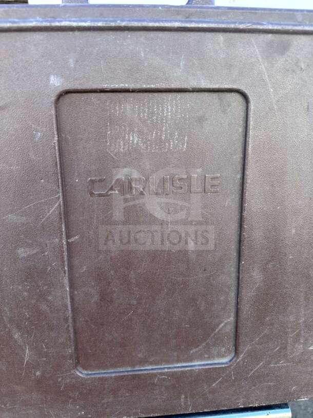 Brown Carlisle insulated food carrier in impeccable condition. Brand name embossed on the surface. Perfect for hot holding.