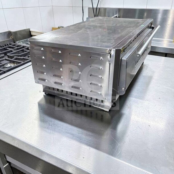 Equipex PZ-4302D countertop pizza deck oven in superior condition, stainless steel, fully tested and operational.