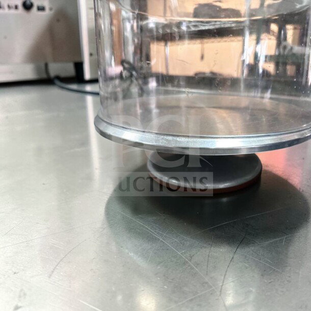 Acrylic cake display dome with stainless steel base, 12” diameter, premium condition, commercial use, model CAKE-S-DOME-0792.