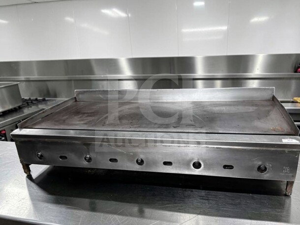 Jade Range 60” Thermostatic Gas Griddle in exceptional condition, heavy-duty stainless steel, natural gas, fully tested.