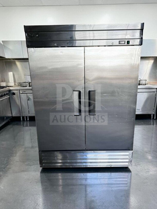 Pristine Genkraft S1200N commercial upright freezer, stainless steel, 2-door, reach-in, tested, operational, GEN-L-FRZ-0953.