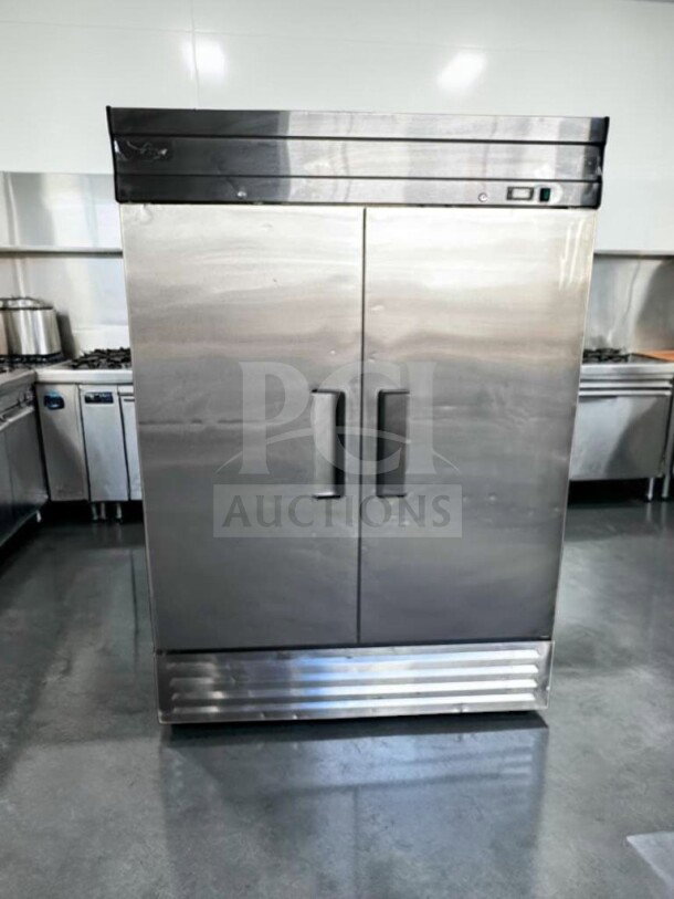 Genkraft S1200N 2-door commercial upright freezer in pristine condition, stainless steel, fully tested and operational.