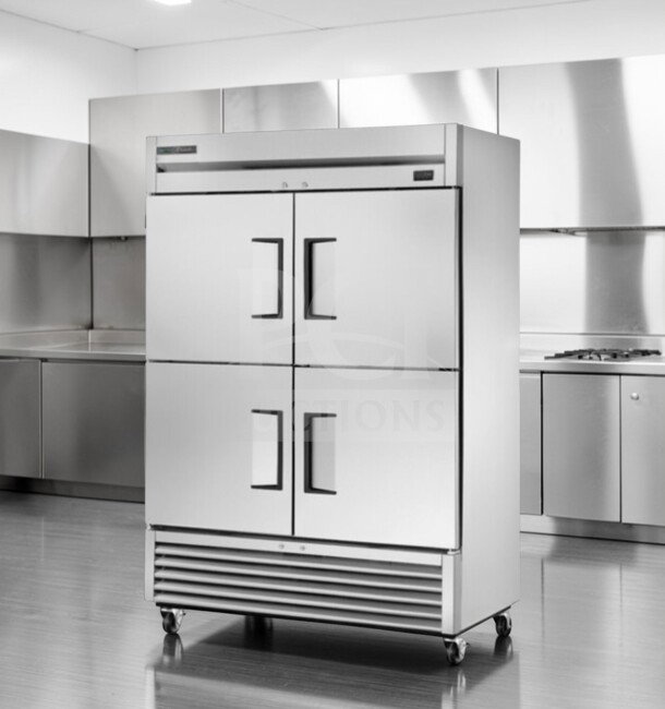 True T-49-4 commercial 4-door reach-in refrigerator, stainless steel, exceptional condition, fully tested, operational.