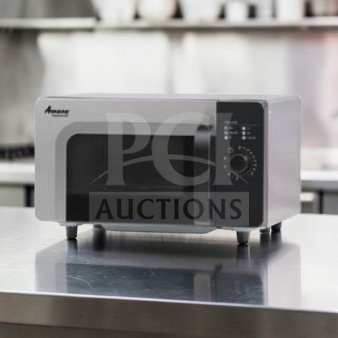 Amana RMS10DSA Commercial Microwave, 1000W, stainless steel, dial controls, excellent condition, fully tested, 120V.