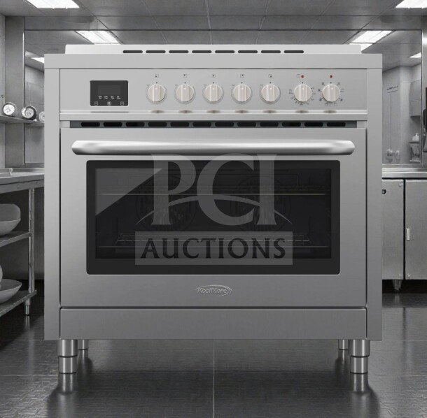 Brand new KoolMore 36" Professional Electric Range, model KM-FR36EE-SS, stainless steel finish, slight scratch and dent.