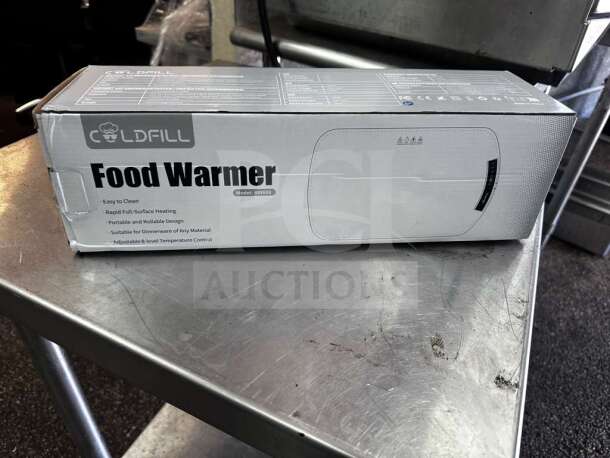 COLDFILL BW606 folding food warming tray in box, featuring 8 temperature settings and portable design. Model: BW606.