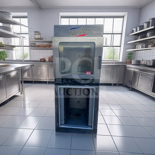 Nu-Vu OP-4/8M commercial oven and proofer combo, 208V 3-phase, fully tested, immaculate condition, visible control panel.