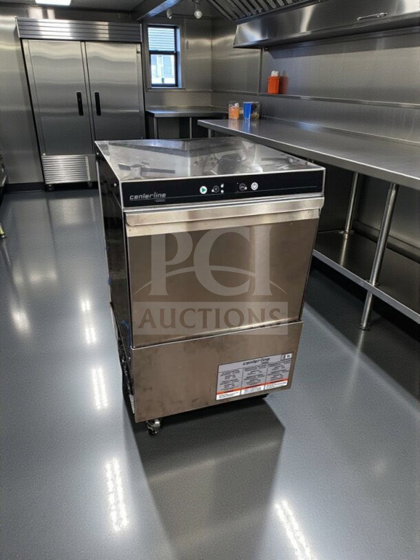 Hobart CUH-1 undercounter dishwasher, stainless steel, elite condition, fully tested, 208-240V. Centerline branding visible.