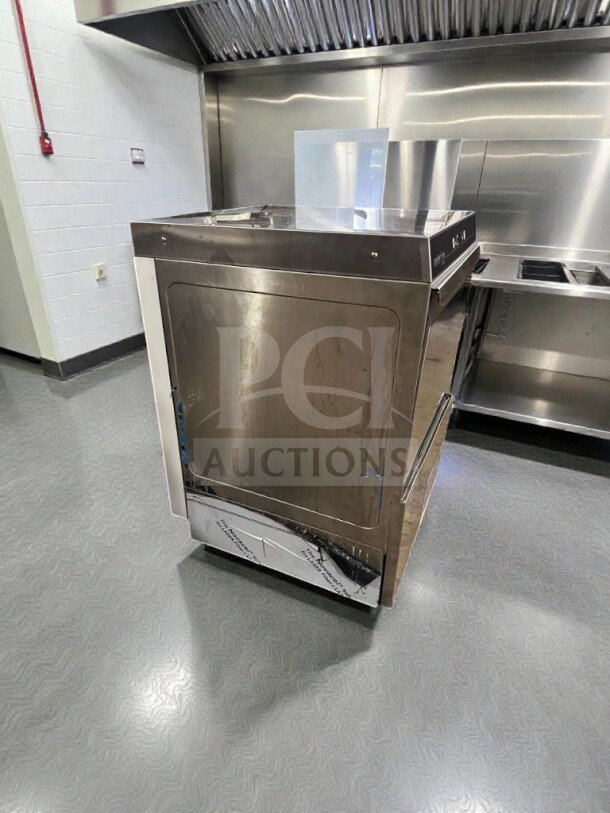 Hobart CUH-1 undercounter dishwasher, stainless steel, high-temperature model, elite condition, 208-240V, tested operational.