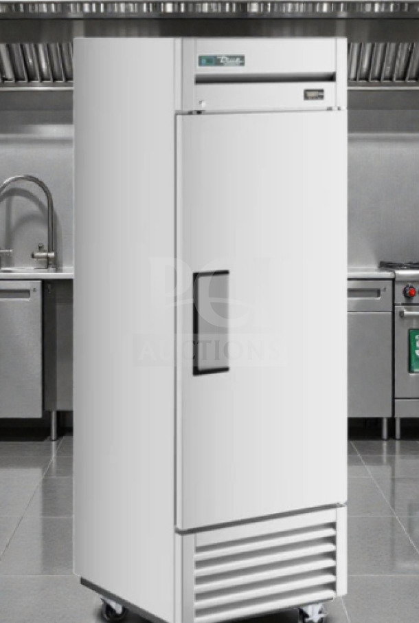 True T-23-HC 27" solid door refrigerator in prime condition; fully tested, operational, 115V, durable stainless steel.