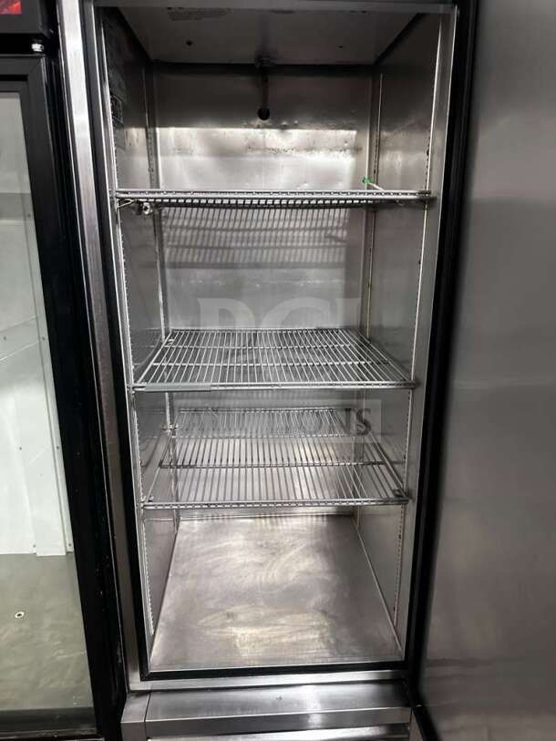 True T-23-HC 27" solid door reach-in refrigerator, prime condition, steel interior, 3 adjustable shelves, fully operational.