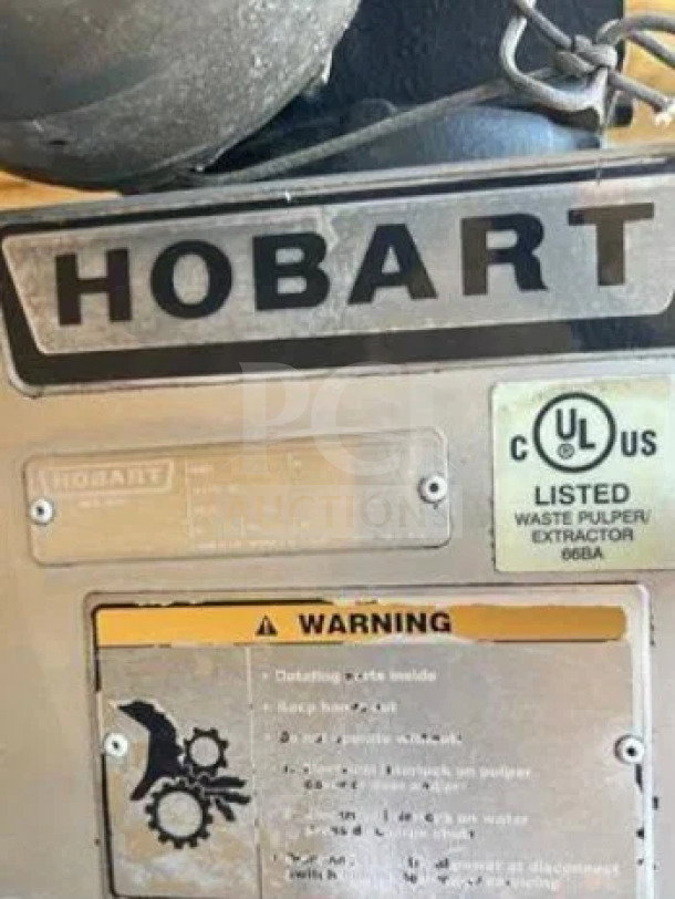 Hobart WPS-1260 Waste Pro Pulper/Extractor System, superb condition, 208/230V, UL listed, visible warning labels, fully tested.